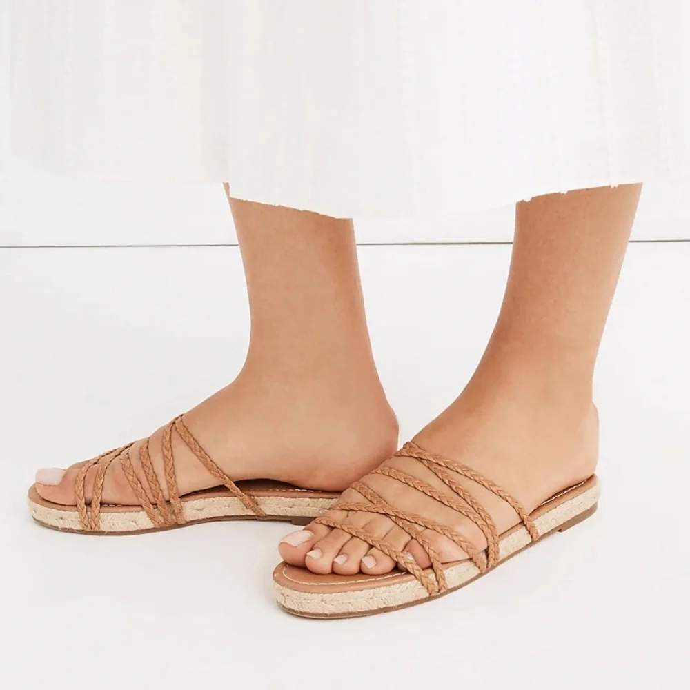 NWT Madewell The Kathryn Espadrille Slide Sandal in Leather